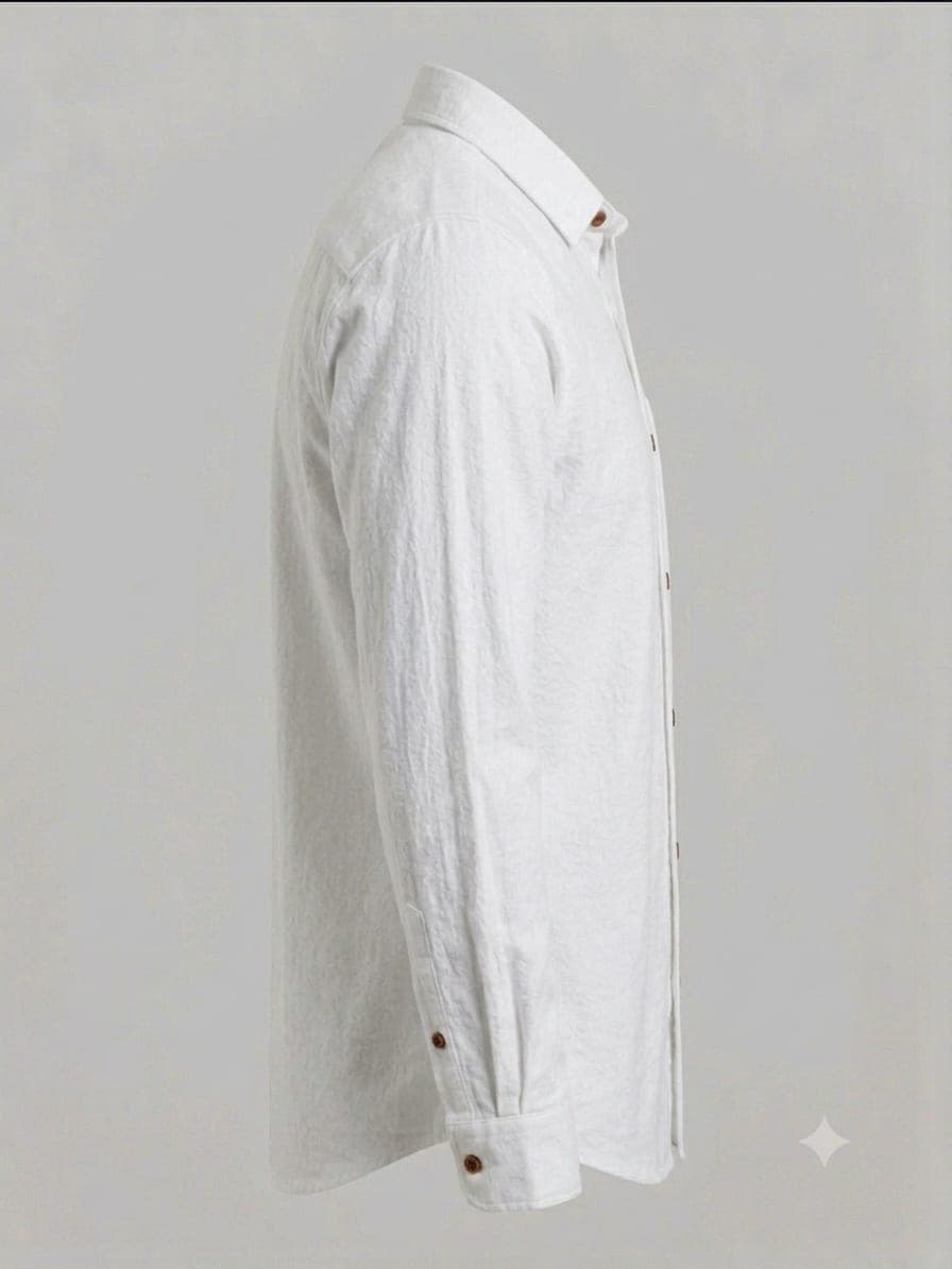 Men’s White Textured Casual Full Sleeve Shirt