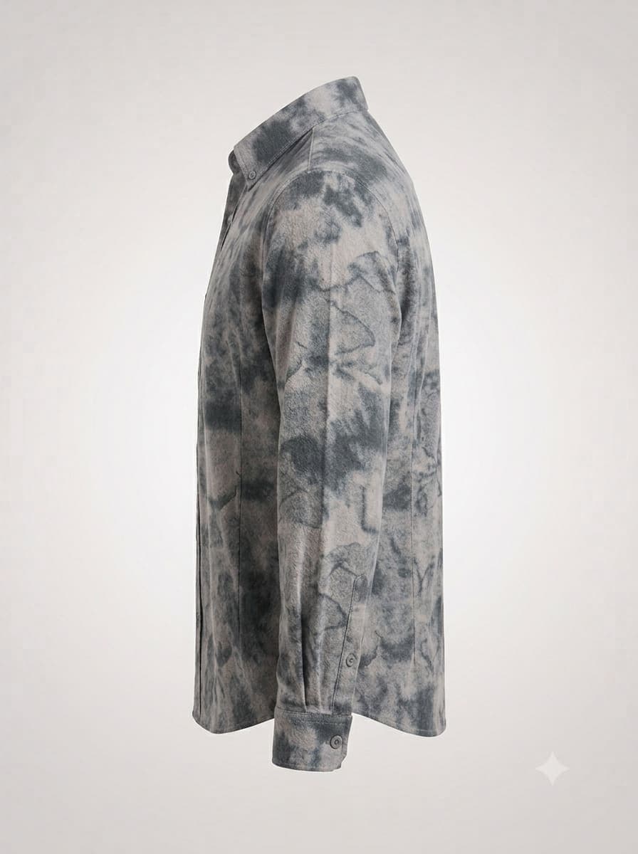 Men’s Grey Printed Full Sleeve Casual Shirt