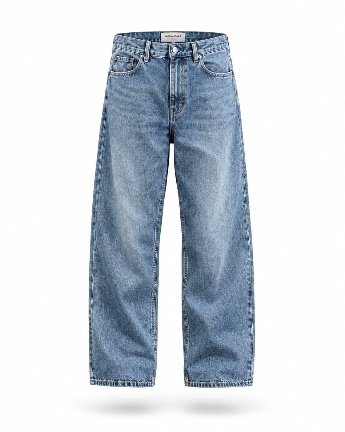 Men's Light Blue Printed Relaxed Fit Jeans